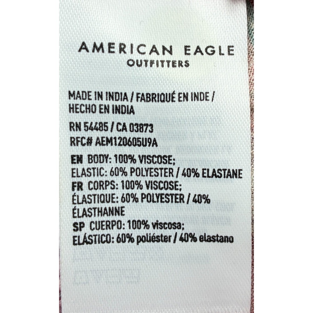 American Eagle Womens S Boho Patchwork Smocked Strapless Crop Top Ruffle Hem - Picture 5 of 6